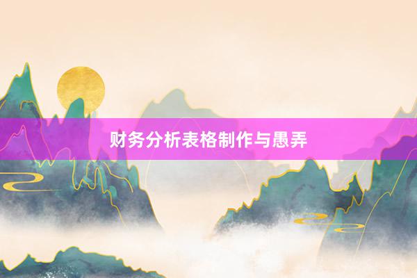 财务分析表格制作与愚弄