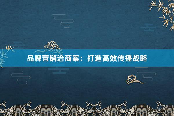品牌营销洽商案：打造高效传播战略
